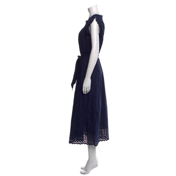 Doen Catriona Dress Solid Navy Blue Lace Midi Xxs - Picture 6 of 10